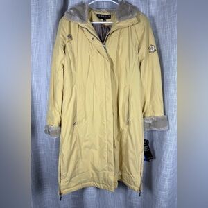 Donatella Women's Parka Hooded Overcoat W/ Real Rabbit Fur Accent Size S NWT